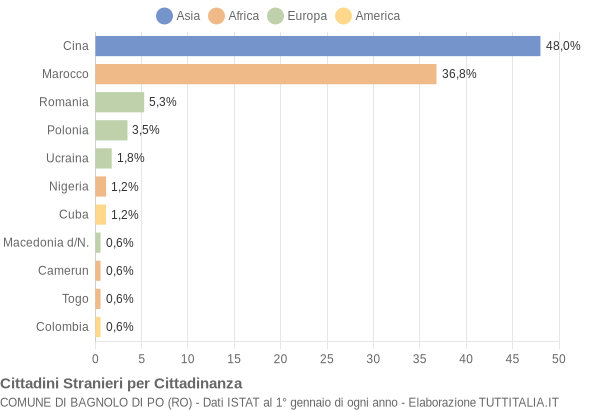 Grafico cittadinanza stranieri - Bagnolo di Po 2015