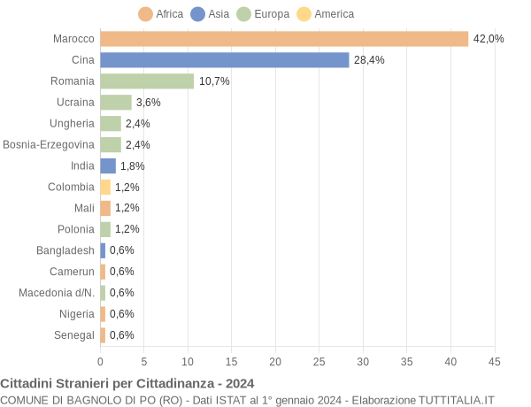 Grafico cittadinanza stranieri - Bagnolo di Po 2024