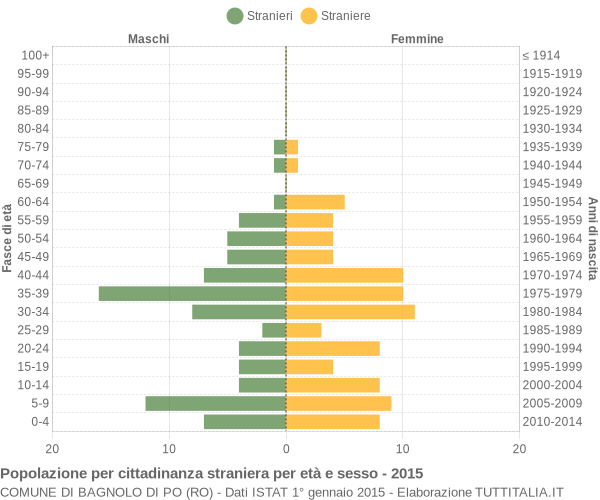 Grafico cittadini stranieri - Bagnolo di Po 2015