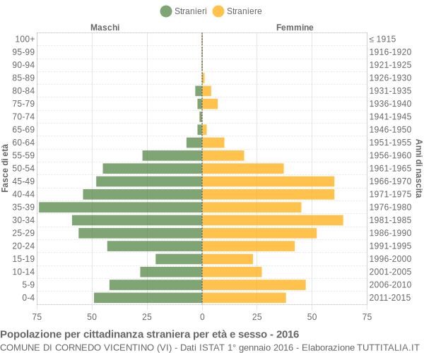 Grafico cittadini stranieri - Cornedo Vicentino 2016