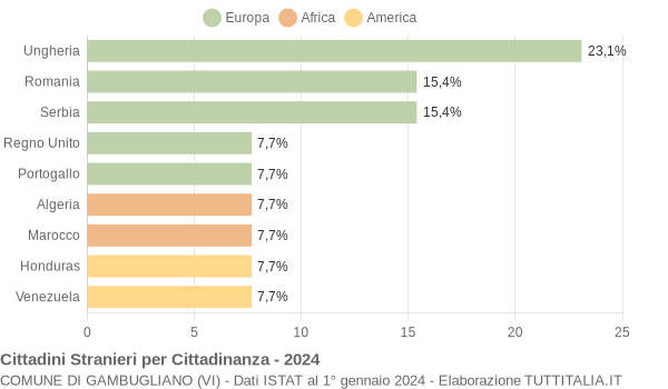 Grafico cittadinanza stranieri - Gambugliano 2024