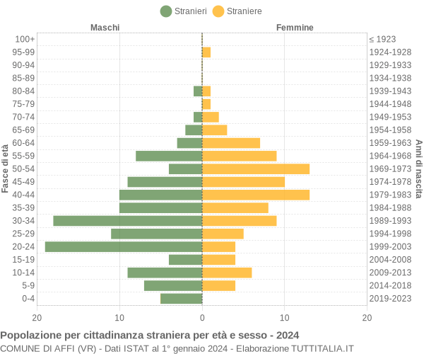 Grafico cittadini stranieri - Affi 2024