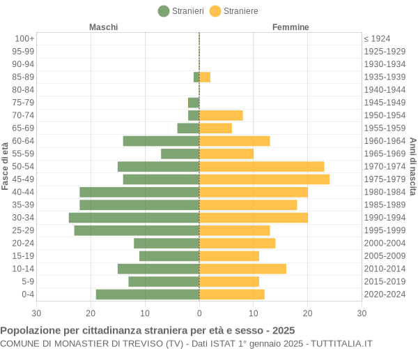 Grafico cittadini stranieri - Monastier di Treviso 2025