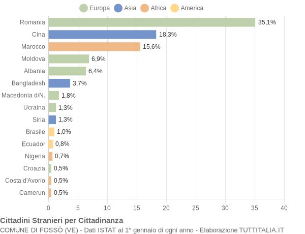 Grafico cittadinanza stranieri - Fossò 2019