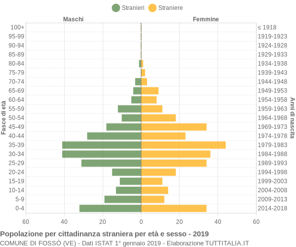 Grafico cittadini stranieri - Fossò 2019