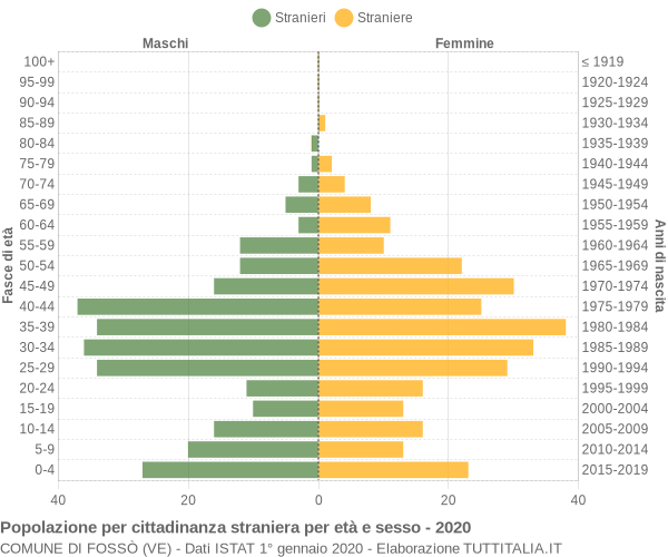 Grafico cittadini stranieri - Fossò 2020