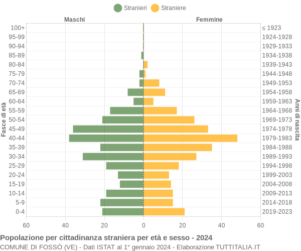 Grafico cittadini stranieri - Fossò 2024