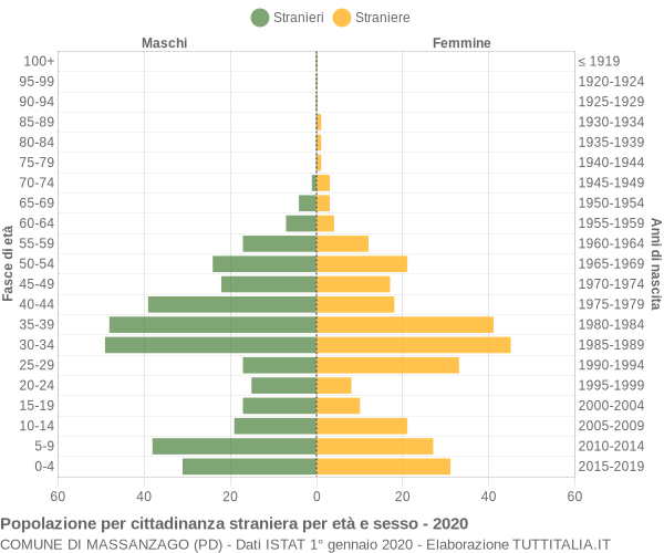 Grafico cittadini stranieri - Massanzago 2020