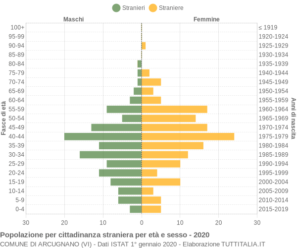 Grafico cittadini stranieri - Arcugnano 2020