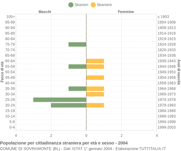 Grafico cittadini stranieri - Sovramonte 2004