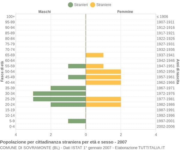 Grafico cittadini stranieri - Sovramonte 2007