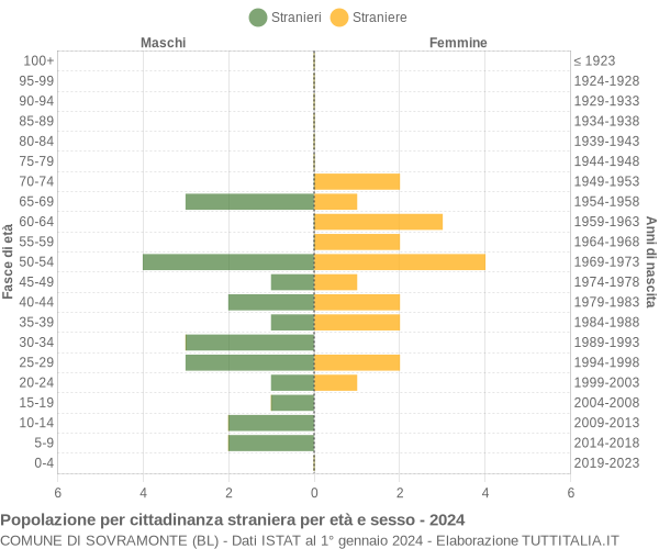 Grafico cittadini stranieri - Sovramonte 2024