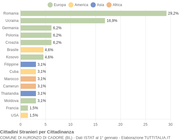 Grafico cittadinanza stranieri - Auronzo di Cadore 2013