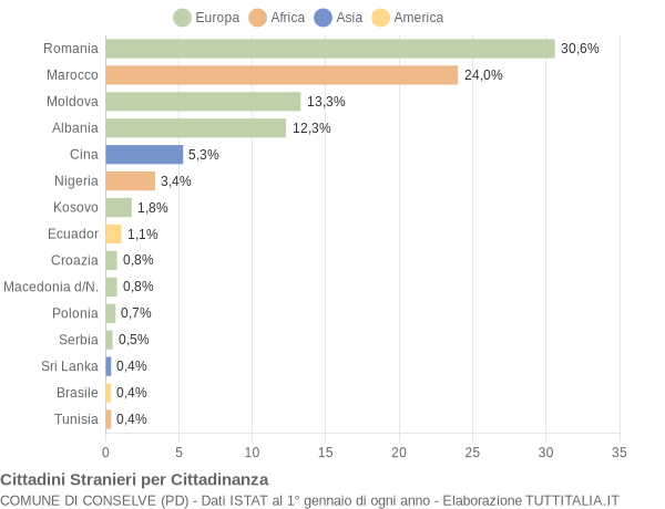 Grafico cittadinanza stranieri - Conselve 2017