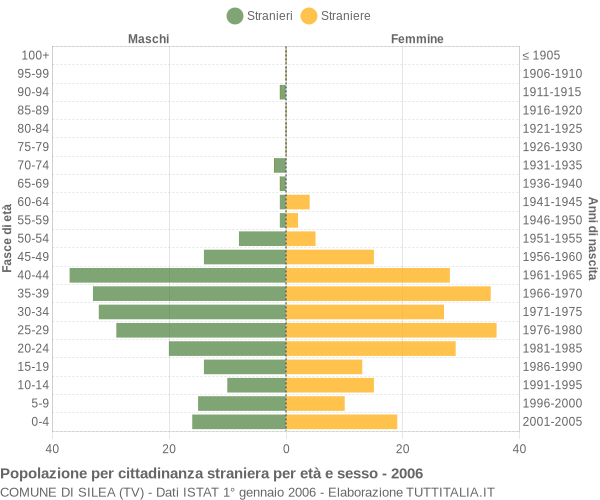 Grafico cittadini stranieri - Silea 2006
