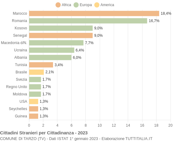 Grafico cittadinanza stranieri - Tarzo 2023