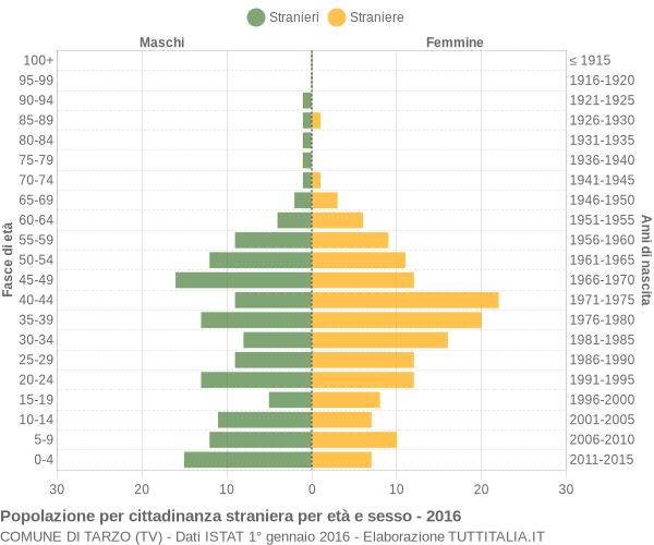 Grafico cittadini stranieri - Tarzo 2016