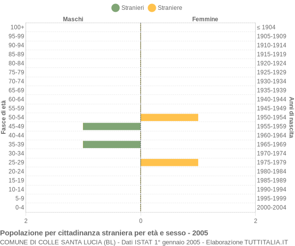 Grafico cittadini stranieri - Colle Santa Lucia 2005