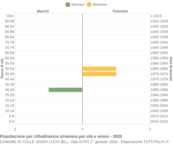 Grafico cittadini stranieri - Colle Santa Lucia 2020