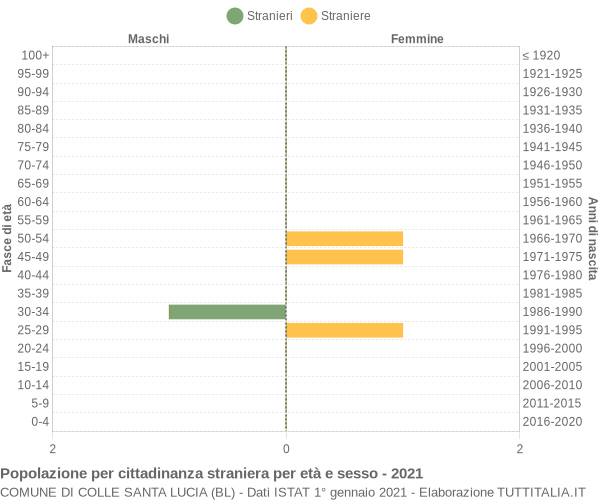 Grafico cittadini stranieri - Colle Santa Lucia 2021