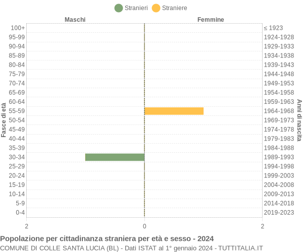 Grafico cittadini stranieri - Colle Santa Lucia 2024