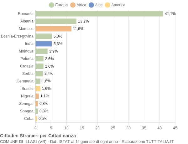 Grafico cittadinanza stranieri - Illasi 2019