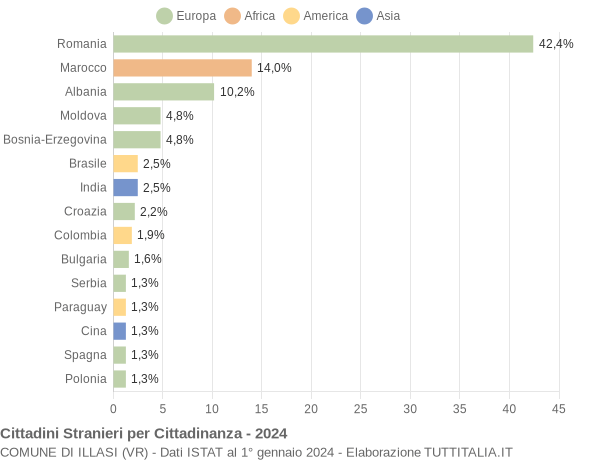 Grafico cittadinanza stranieri - Illasi 2024