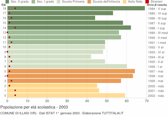 Grafico Popolazione in età scolastica - Illasi 2003