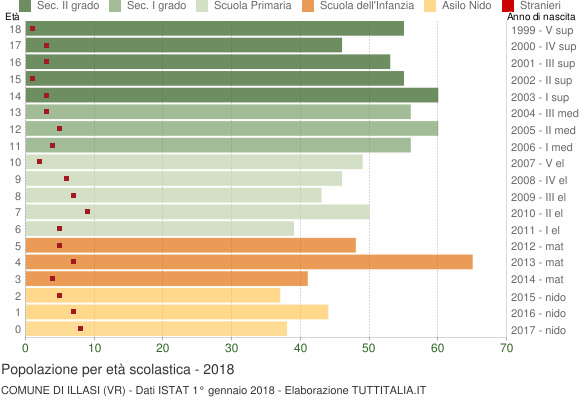 Grafico Popolazione in età scolastica - Illasi 2018