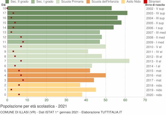 Grafico Popolazione in età scolastica - Illasi 2021