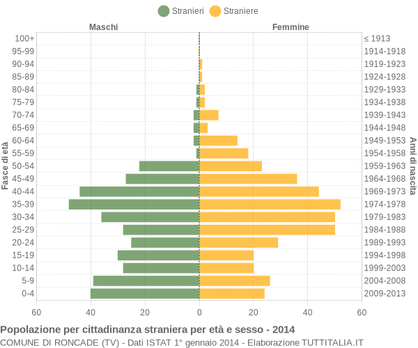 Grafico cittadini stranieri - Roncade 2014