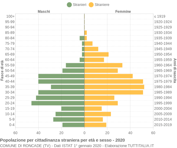 Grafico cittadini stranieri - Roncade 2020