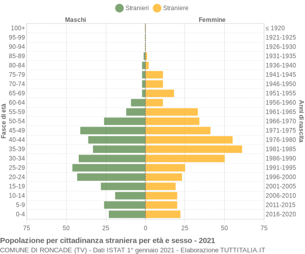 Grafico cittadini stranieri - Roncade 2021