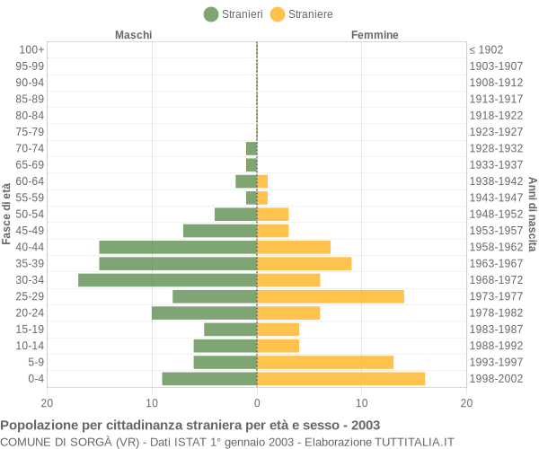 Grafico cittadini stranieri - Sorgà 2003