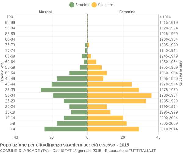 Grafico cittadini stranieri - Arcade 2015