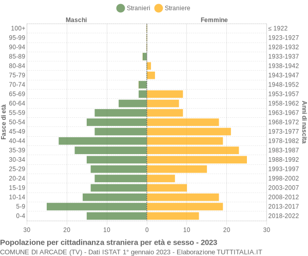 Grafico cittadini stranieri - Arcade 2023