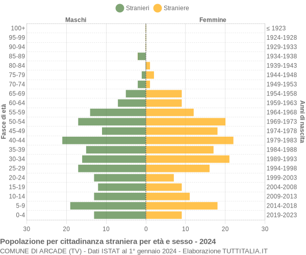 Grafico cittadini stranieri - Arcade 2024