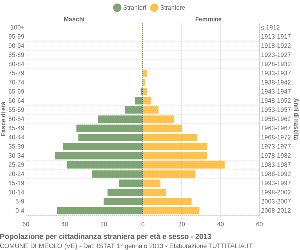 Grafico cittadini stranieri - Meolo 2013