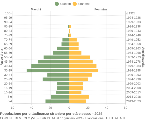 Grafico cittadini stranieri - Meolo 2024