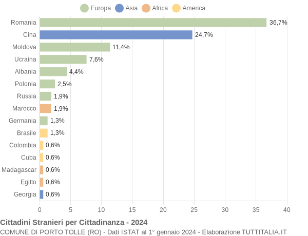 Grafico cittadinanza stranieri - Porto Tolle 2024