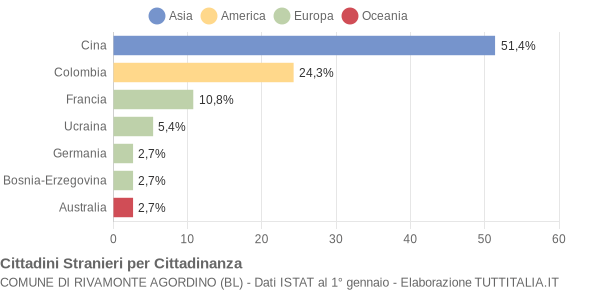 Grafico cittadinanza stranieri - Rivamonte Agordino 2008