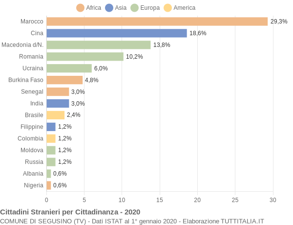 Grafico cittadinanza stranieri - Segusino 2020