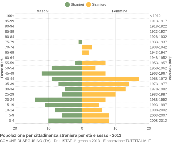 Grafico cittadini stranieri - Segusino 2013