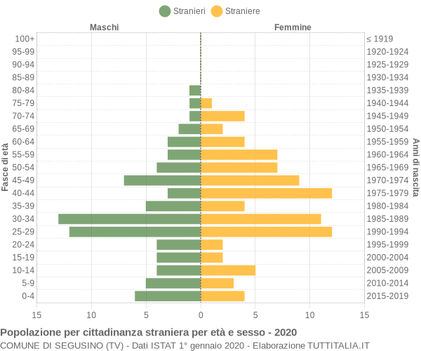 Grafico cittadini stranieri - Segusino 2020