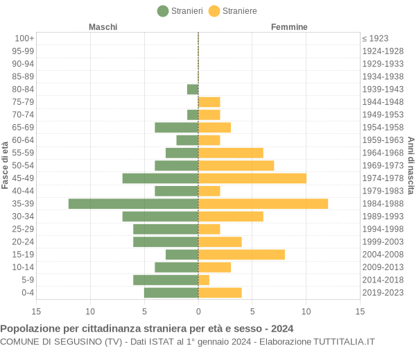 Grafico cittadini stranieri - Segusino 2024