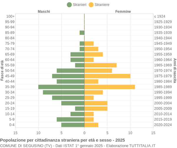 Grafico cittadini stranieri - Segusino 2025