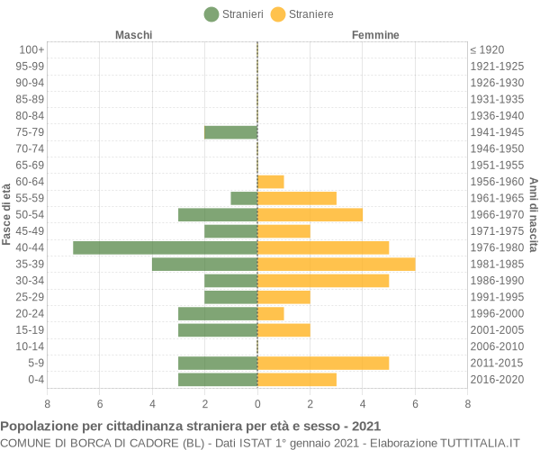 Grafico cittadini stranieri - Borca di Cadore 2021