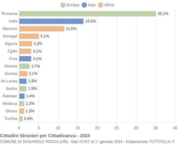 Grafico cittadinanza stranieri - Nogarole Rocca 2024