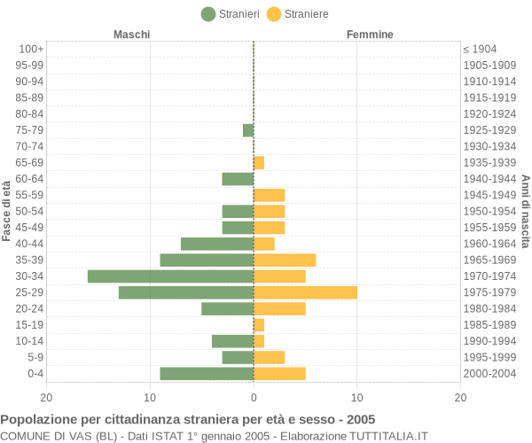 Grafico cittadini stranieri - Vas 2005