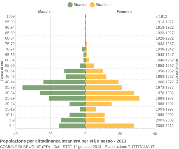 Grafico cittadini stranieri - Brugine 2013